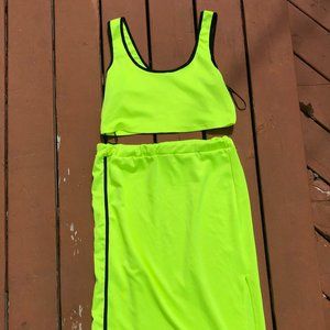 Neon crop top and skirt set